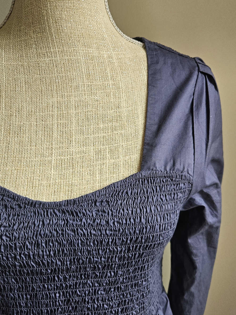 Old Navy Navy Smocked Square-Neck Midi Dress - Picture 3 of 6
